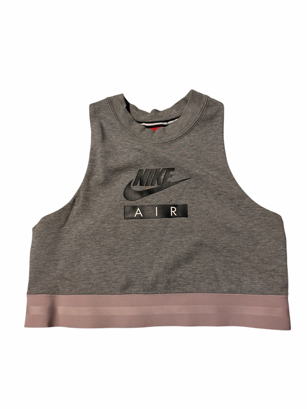 Nike Gray Crop Sports Bra with Mauve Hem